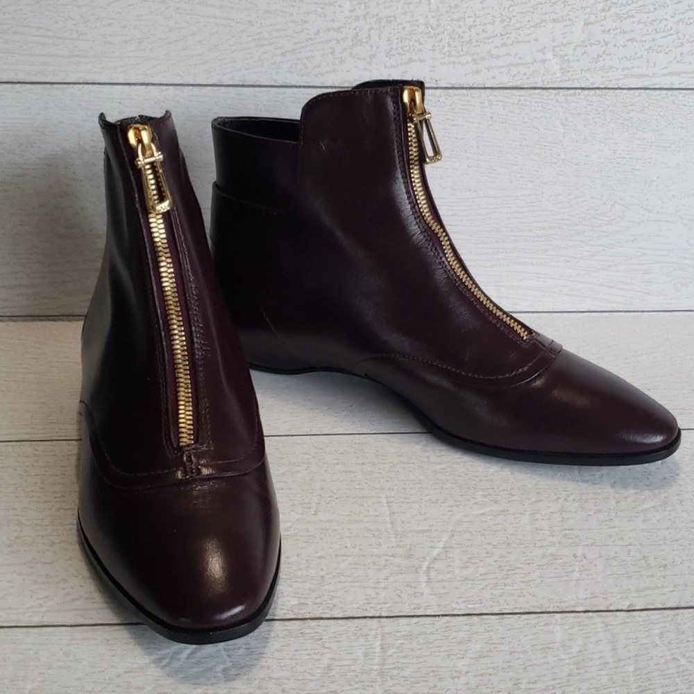 Tods burgundy front zip woman boots 36.5(6.5)